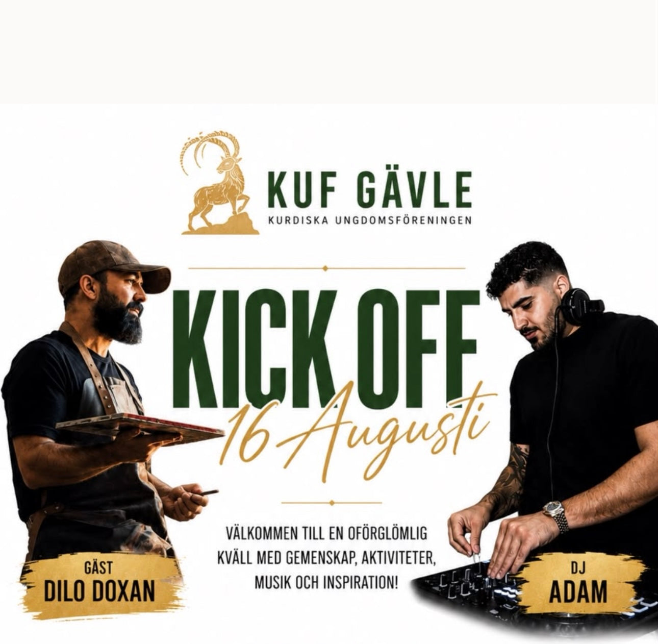 Omslagsbild för KUF Gävle kickoff 16 augusti 2026 med Dilo Doxan och DJ Adam